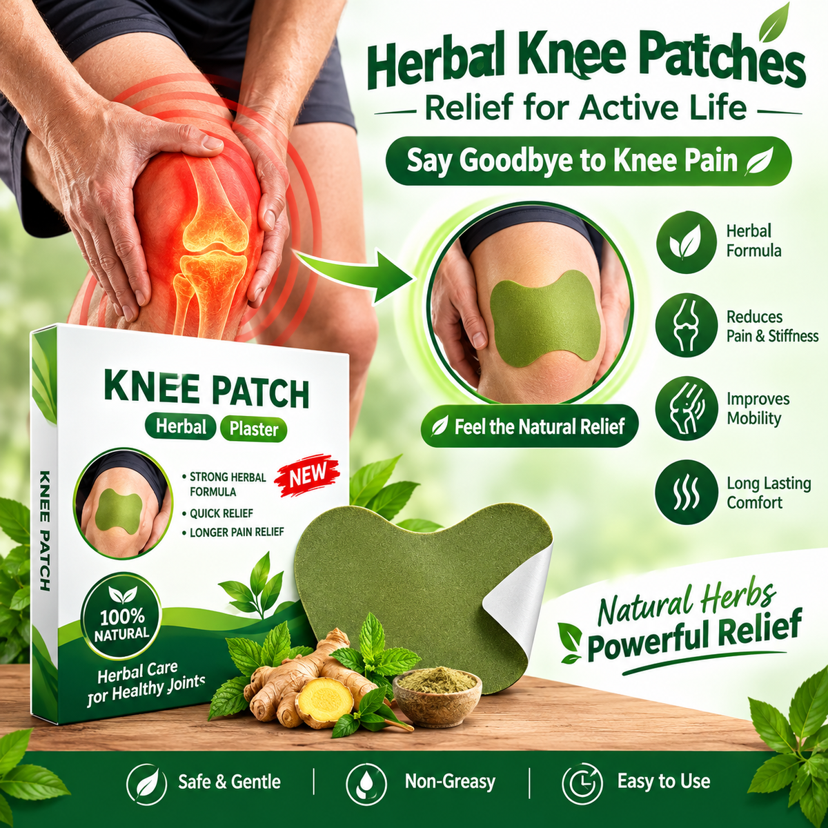 RevaCure™ Herbal Knee Pain Relief Patches Long Lasting| Limited Time Offer!